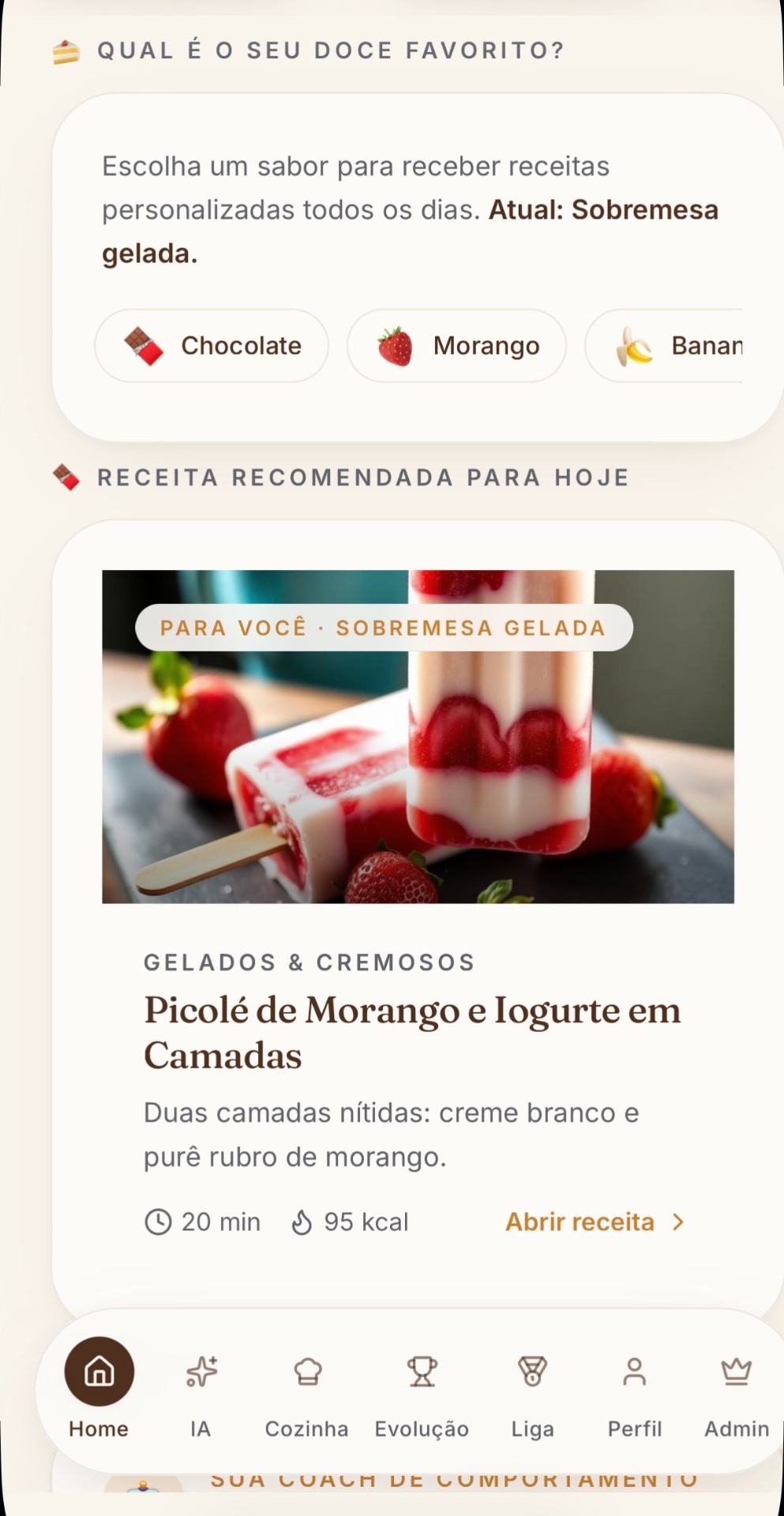 Tela Receita do aplicativo Club Anti Doce