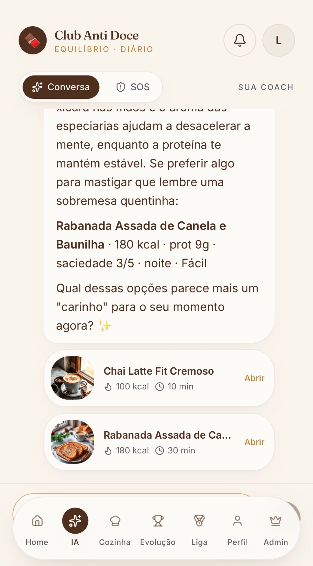 Conversa com a Chef de IA dentro do Club Anti Doce